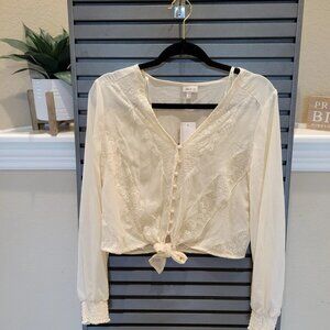 Self Esteem Sheer Lace top Size M Ivory NWT